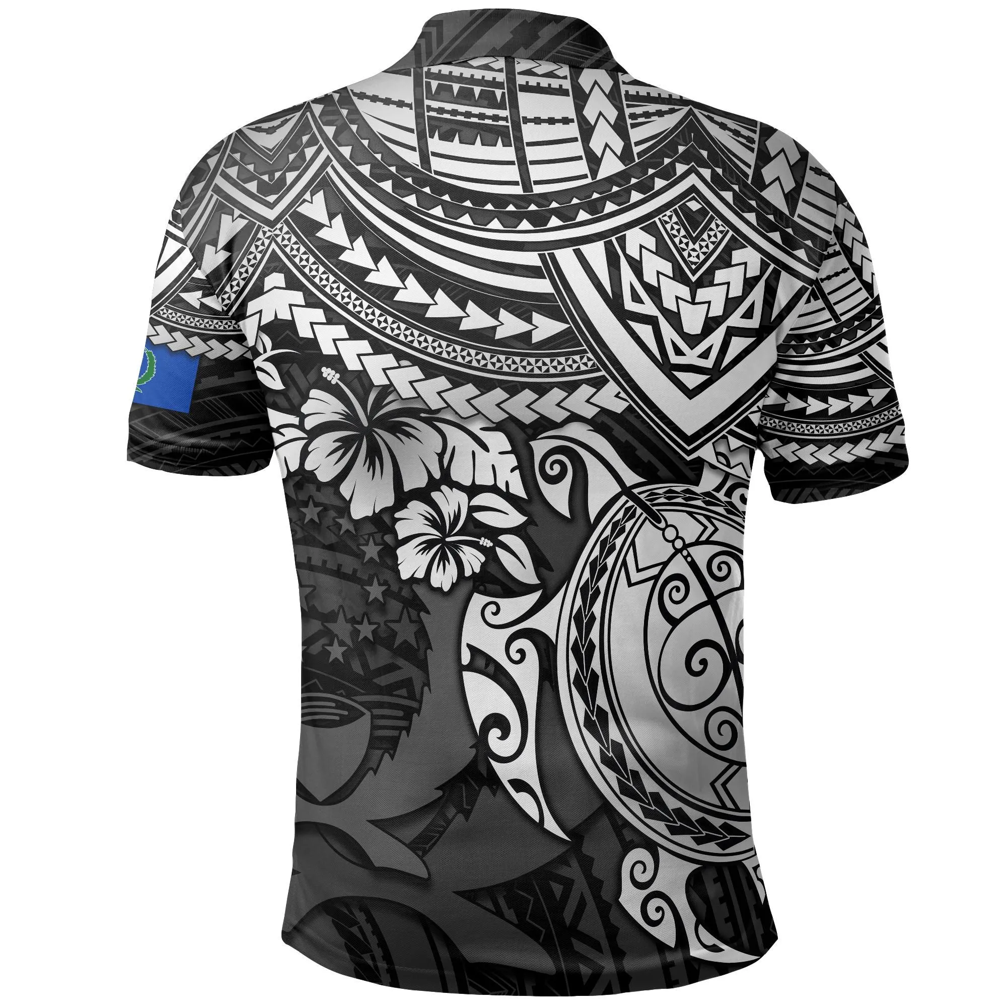 Pohnpei Polo Shirt - Pohnpei Flag White Turtle Hibiscus