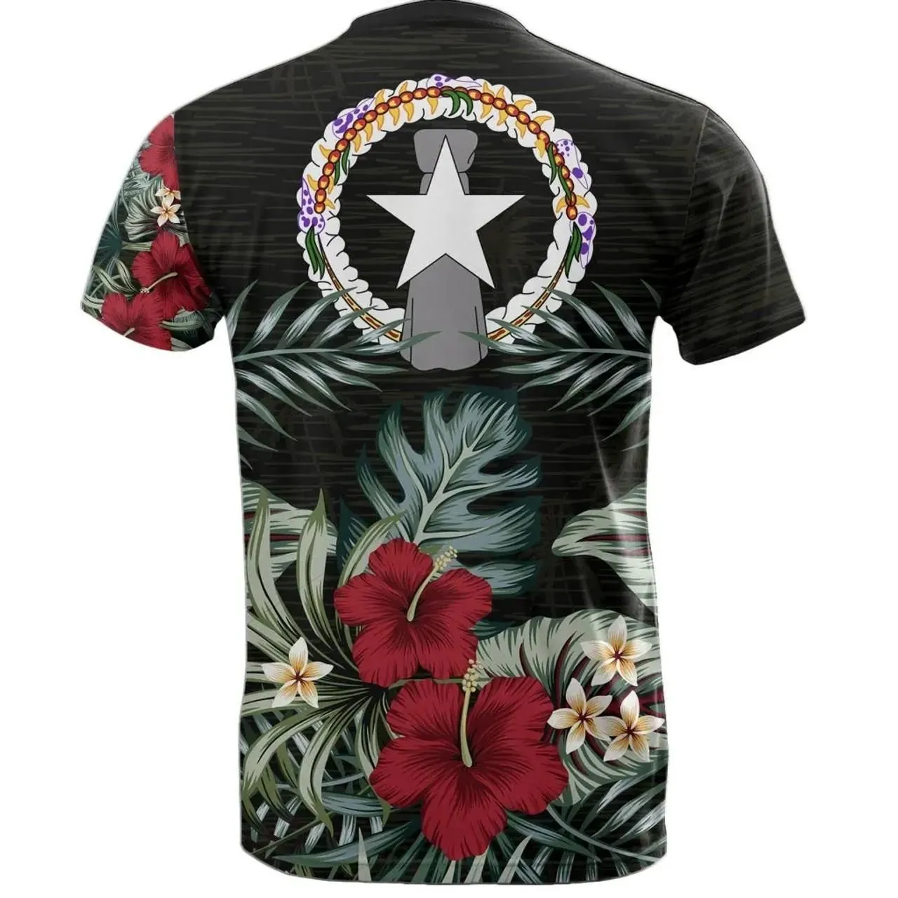 Northern Mariana Islands T-Shirt - Northern Mariana Islands Flag Hibiscus Palm Leaves
