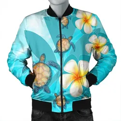Hawaii Turtle Plumeria Kanaka Ocean Bomber Jacket - AH
