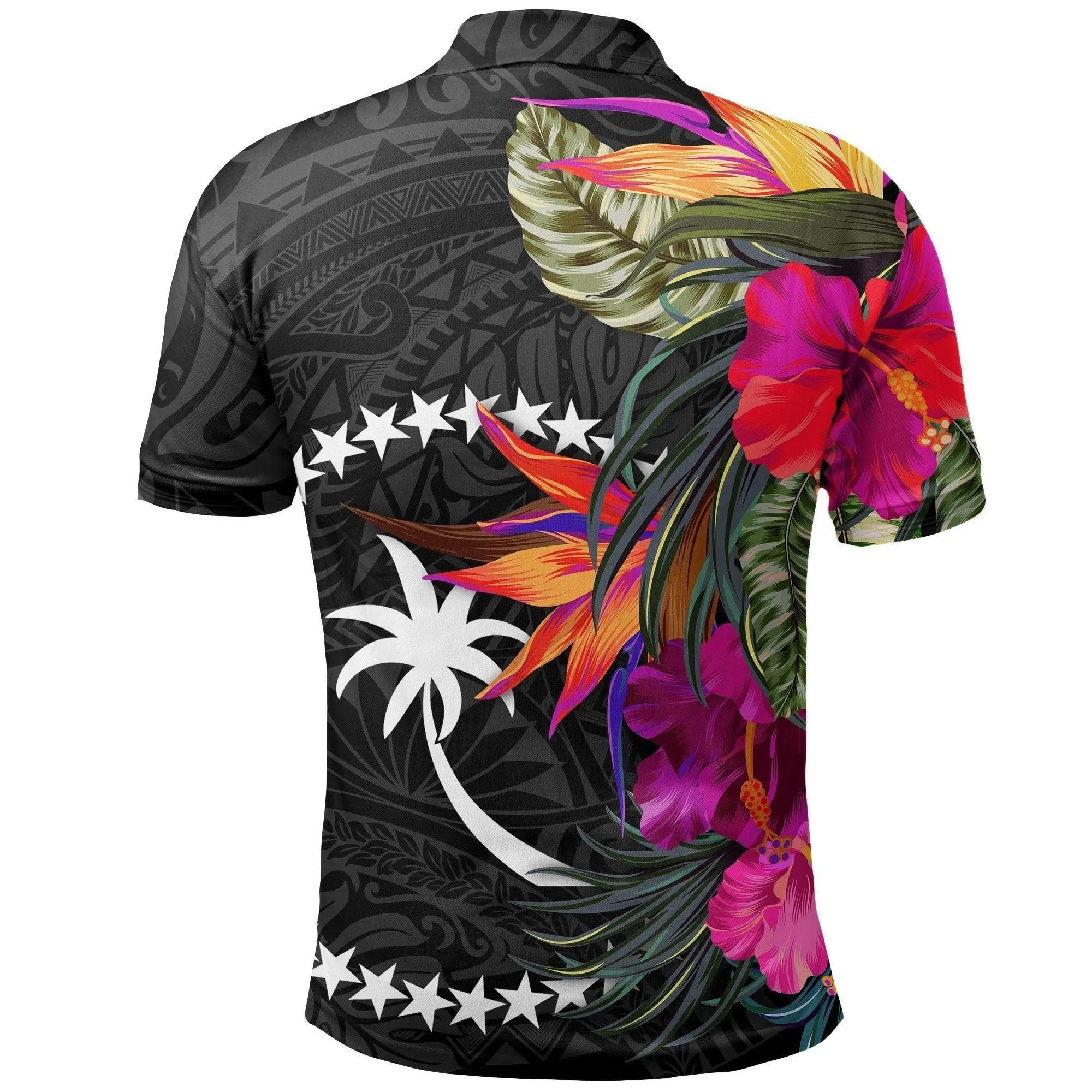 Chuuk Polo Shirt - Hibiscus Polynesian Pattern