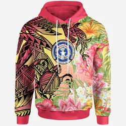 Northern Mariana Islands Hoodie - Flowers Tropical With Sea Animals