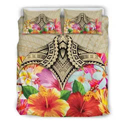 Hawaiian Bedding Set - Hawaii Manta Ray Tropical Hibiscus Plumeria Polynesian Bedding Set - AH - J4