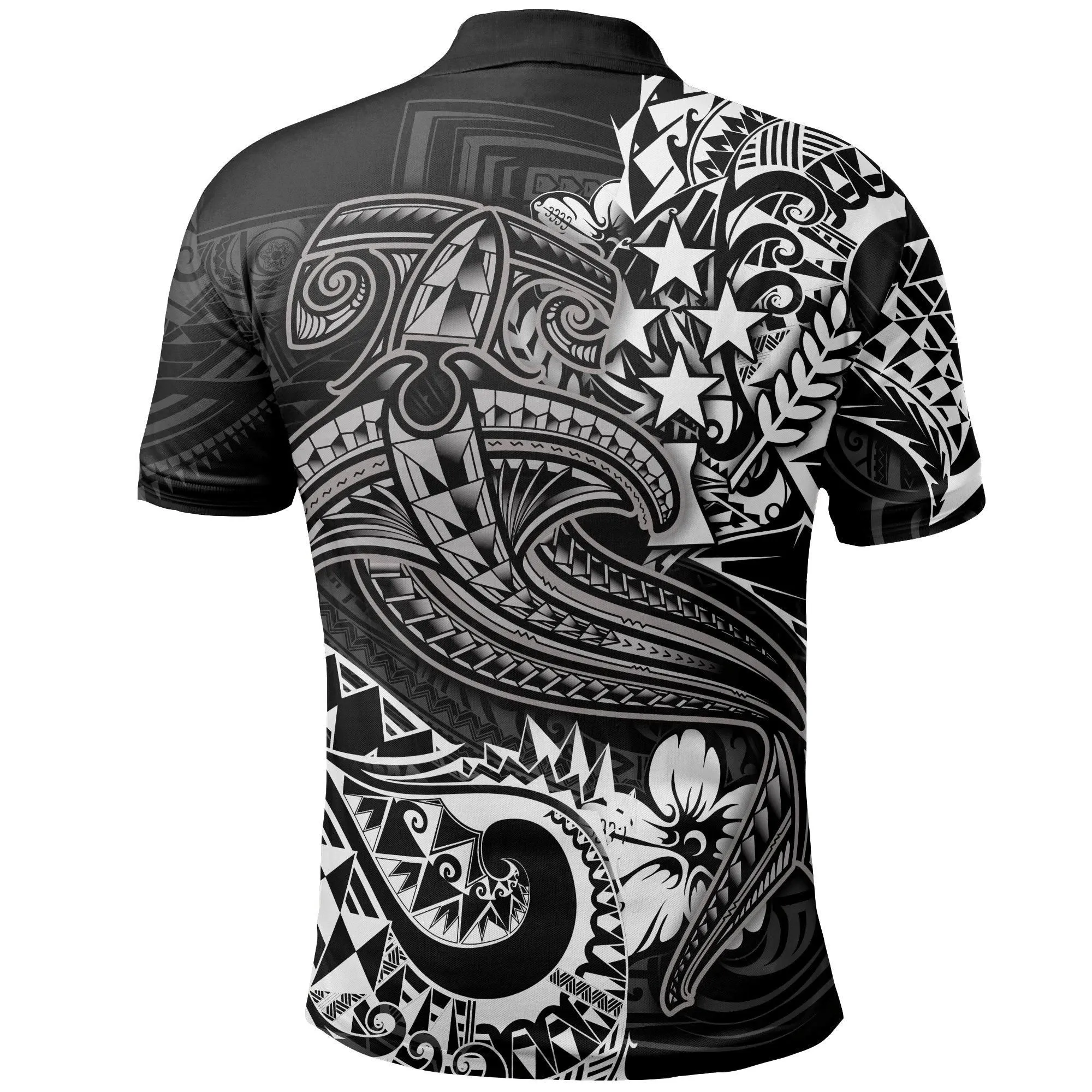 Polynesian Pride Polo Shirt - Kosrae Pohnpei Polo Shirt White Shark Polynesian Tattoo