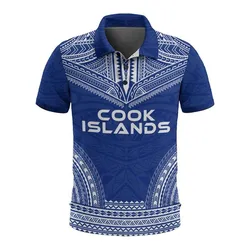 Cook Islands Polo Shirt - Cook Islands Flag Polynesian Chief Tattoo Flag Version