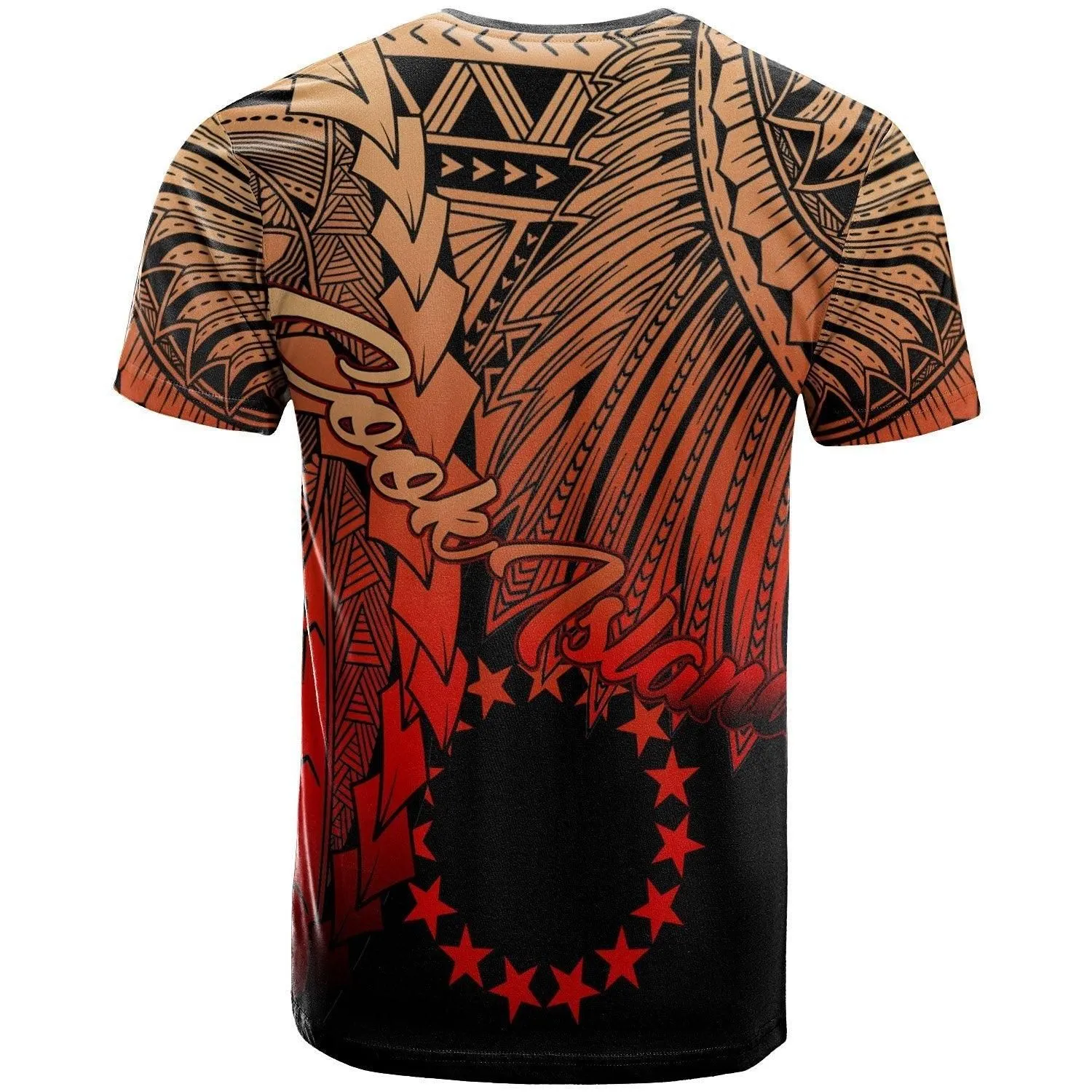 Cook Islands Polynesian Custom Personalised T Shirt - Tribal Wave Tattoo Red Ver 2