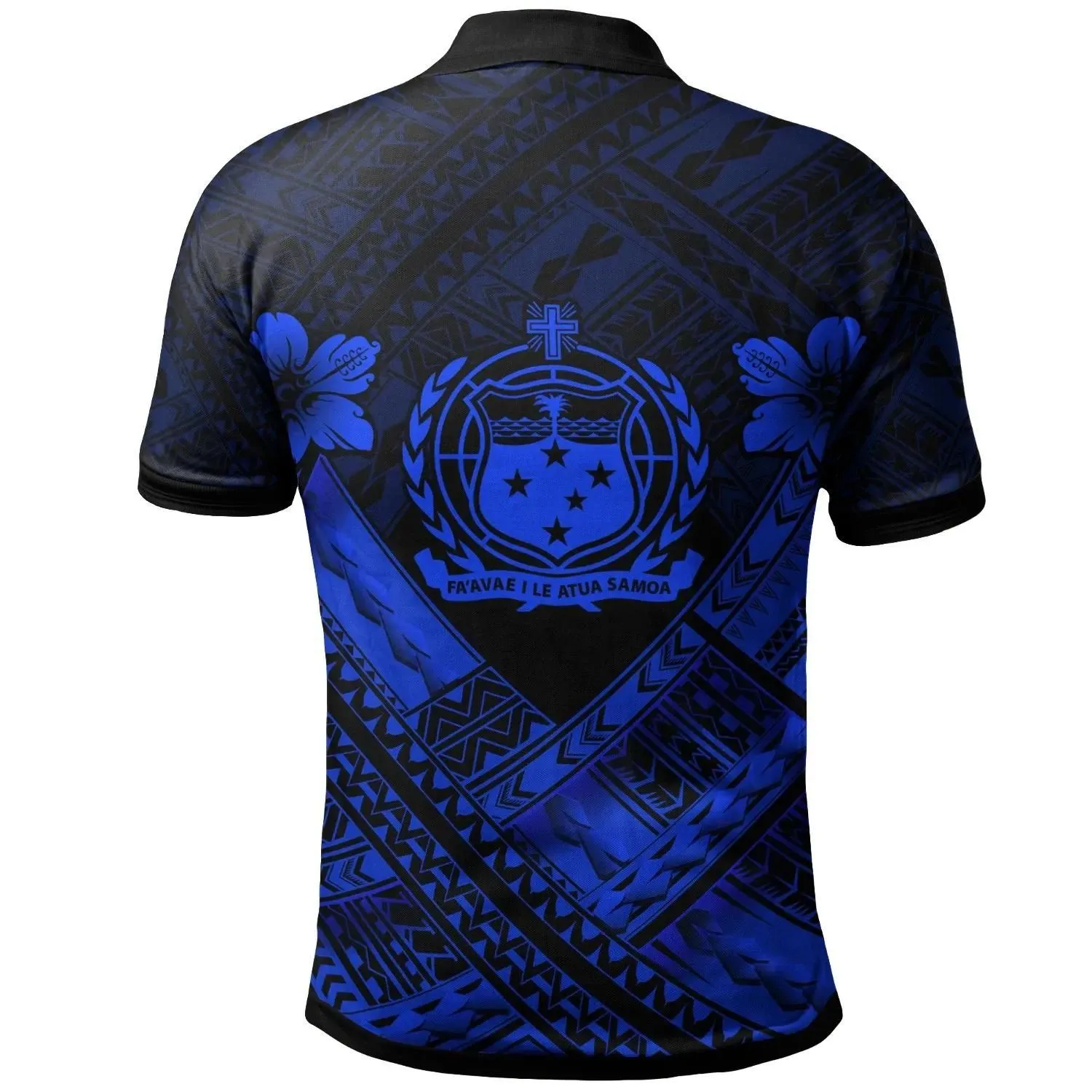 Samoa Custom Polynesian  Polo Shirts - Samoa Blue Seal Camisole Hibiscus Style - BN18