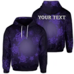 (Personalised) Hawaiian Plumeria Hibiscus Turtle Under Sea Polynesian Hoodie Purple AH