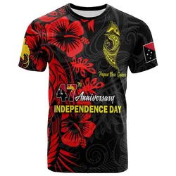 Papua New Guinea T-shirt - Custom Papua New Guinea Independence Day Polynesian Hibiscus Patterns T-shirt