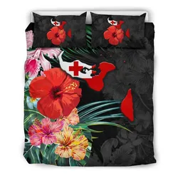 Tonga Map - Hibiscus Bedding Set