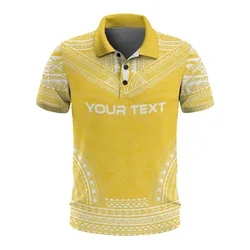Niue Custom Personalised Polo Shirt - Niue Seal Polynesian Chief Tattoo Yellow Version