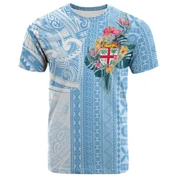 Fiji Tapa Pattern with Hibiscus T-Shirt - Fiji In My Heart LT7