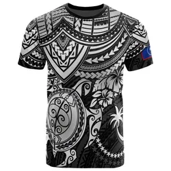 Chuuk T Shirt - Chuuk Flag Polynesian White Turtle Hibiscus