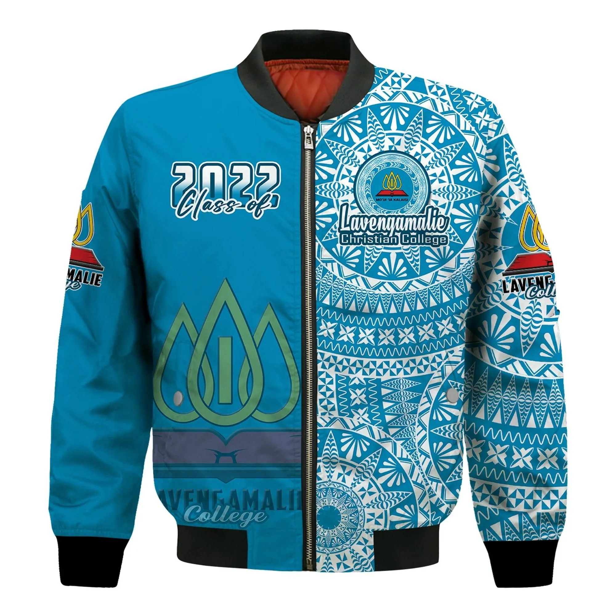 (Custom Personalised) Lavengamalie Tonga College Bomber Jacket Class Of Year Tongan Ngatu Pattern LT14