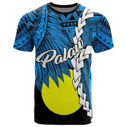Palau Polynesian T shirt - Tribal Wave Tattoo Flag Style