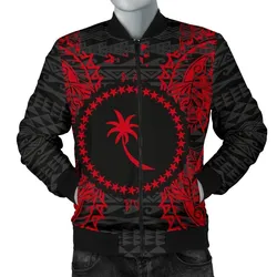 Chuuk Polynesian Mens Bomber Jacket Map Red