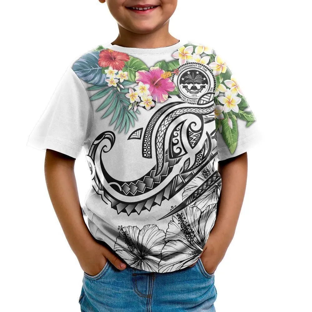 FSM Polynesian T-Shirt - Summer Plumeria (White)