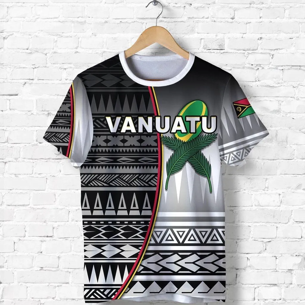 (Custom Personalised) Vanuatu Rugby T shirt Impressive Version Black - Custom Text and Number