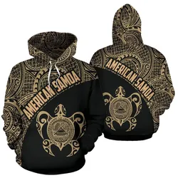 American Samoa Hoodie - American Samoa Seal In Turtle Polynesian Tattoo Gold