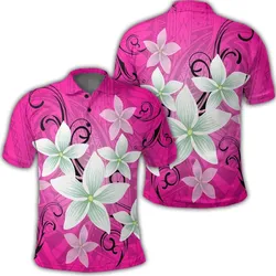 Hawaiian Plumeria Polynesian Polo Shirt - Pink - AH