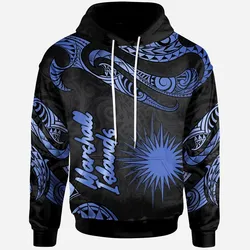 Marshall Islands Polynesian Hoodie - Poly Tattoo Blue Version