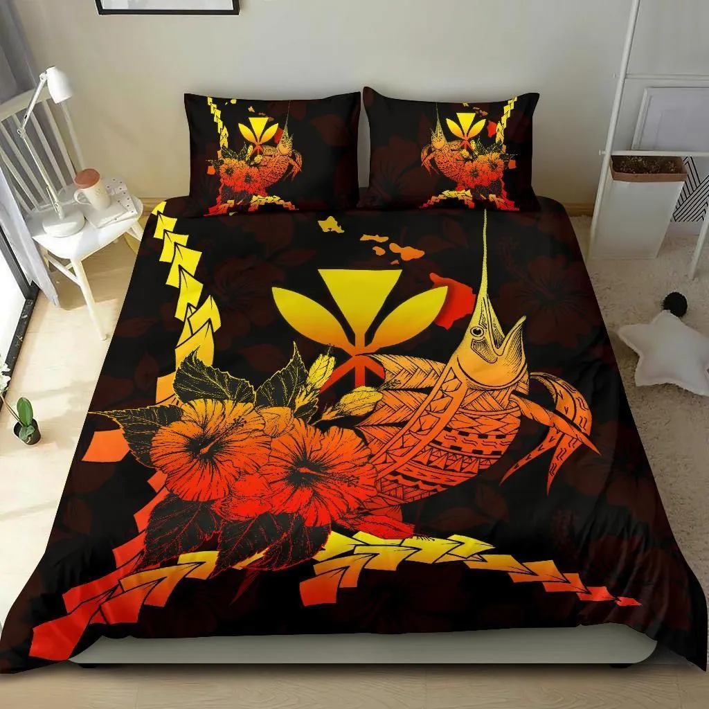 Polynesian Hawaii Bedding Set - Swordfish With Hibiscus