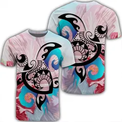 Alohawaii Tee - Hawaiian Wave Hibiscus Watercolor Turtle Polynesian T-shirt AH - J4R