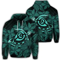 Alohawaii Hoodie - Hawaiian Turtle Hibiscus Plumeria Kanaka Polynesian Hoodie Turquoise - Soft Style - AH - J4R
