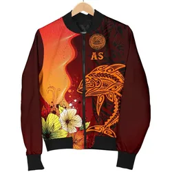 American Samoa Mens Bomber Jacket - Tribal Tuna Fish