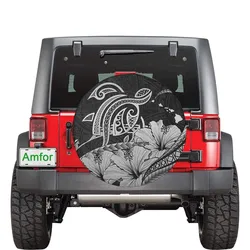 Hawaii Turtle Map Polynesian Gray Spare Tire Cover AH