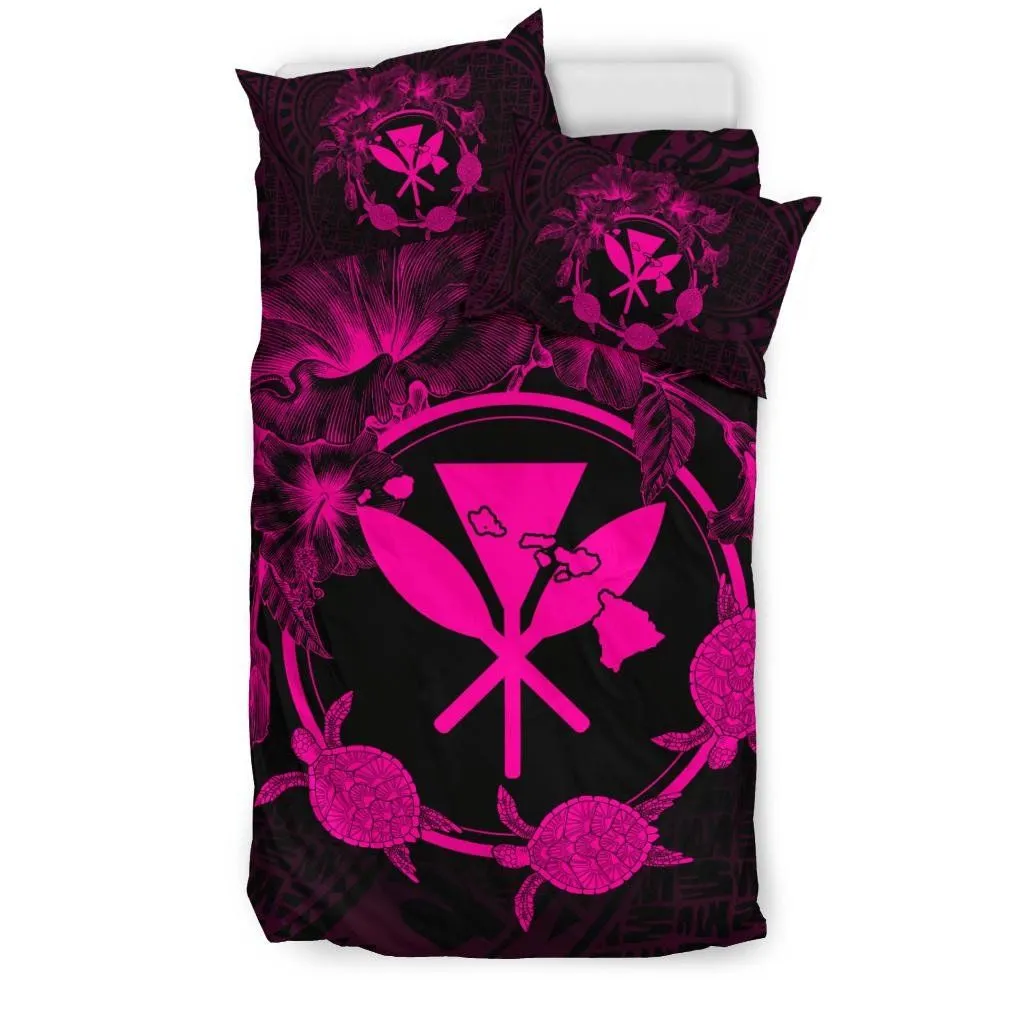Hawaii Kanaka Turtle Hibiscus Polynesian Bedding Set - Anthea Style Pink - AH - J4