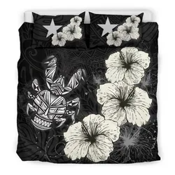 Alohawaii Bedding Set - Cover and Pillow Cases Niue Hibiscus Turtle Polynesian - Style Black A10