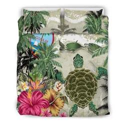 Alohawaii Bedding Set - Cover and Pillow Cases Guam Turtle Polynesian Hibiscus TH5
