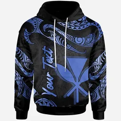 Hawaii Kanaka Maoli Polynesian Custom Personalised Hoodie - Poly Tattoo Blue Version