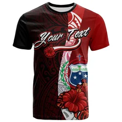 Samoa Polynesian Custom Personalised T-shirt - Coat Arm With Hibiscus