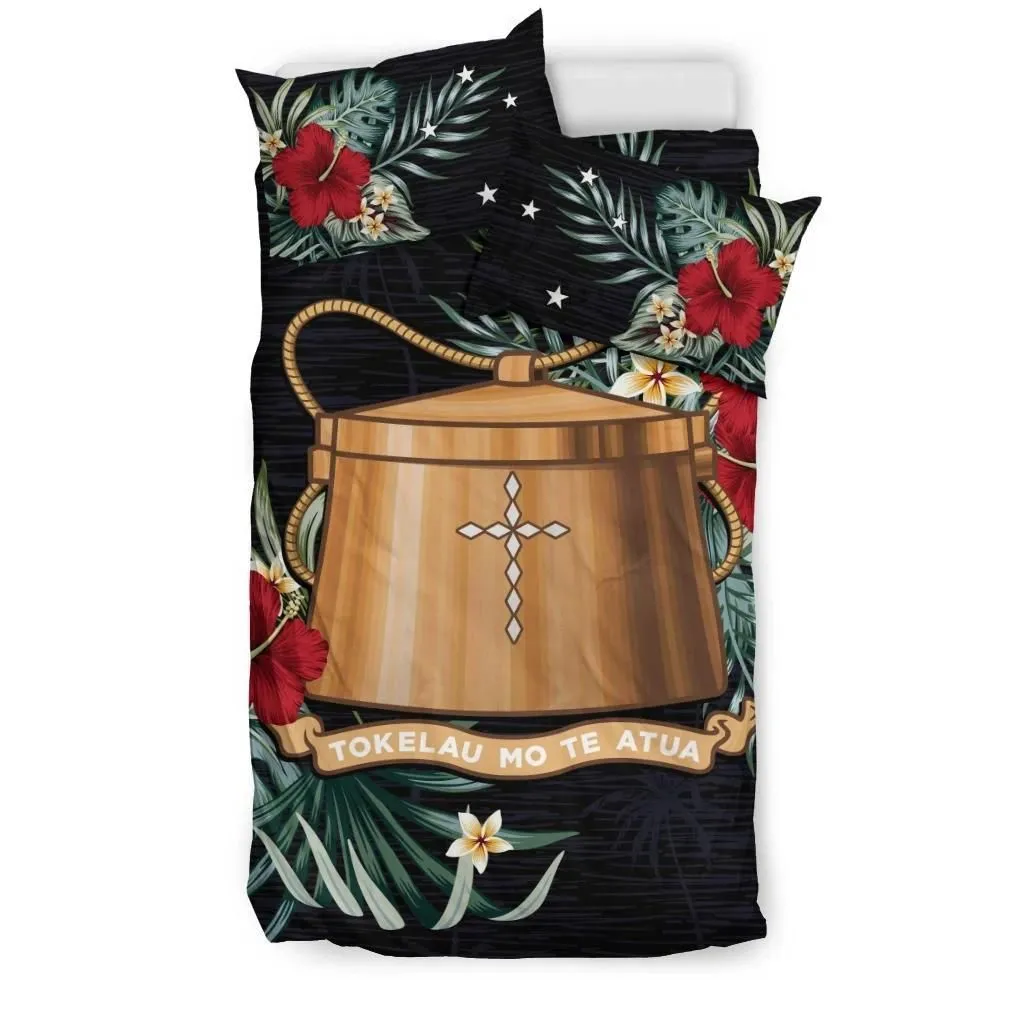 FamilyGater Bedding Set - Cover and Pillow Cases Tokelau Hibiscus Coat Of Arms A02