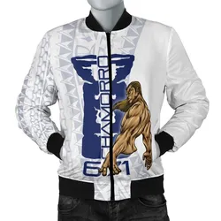 Guam Mens Bomber Jacket - Chamorro With Puntan Blue Color