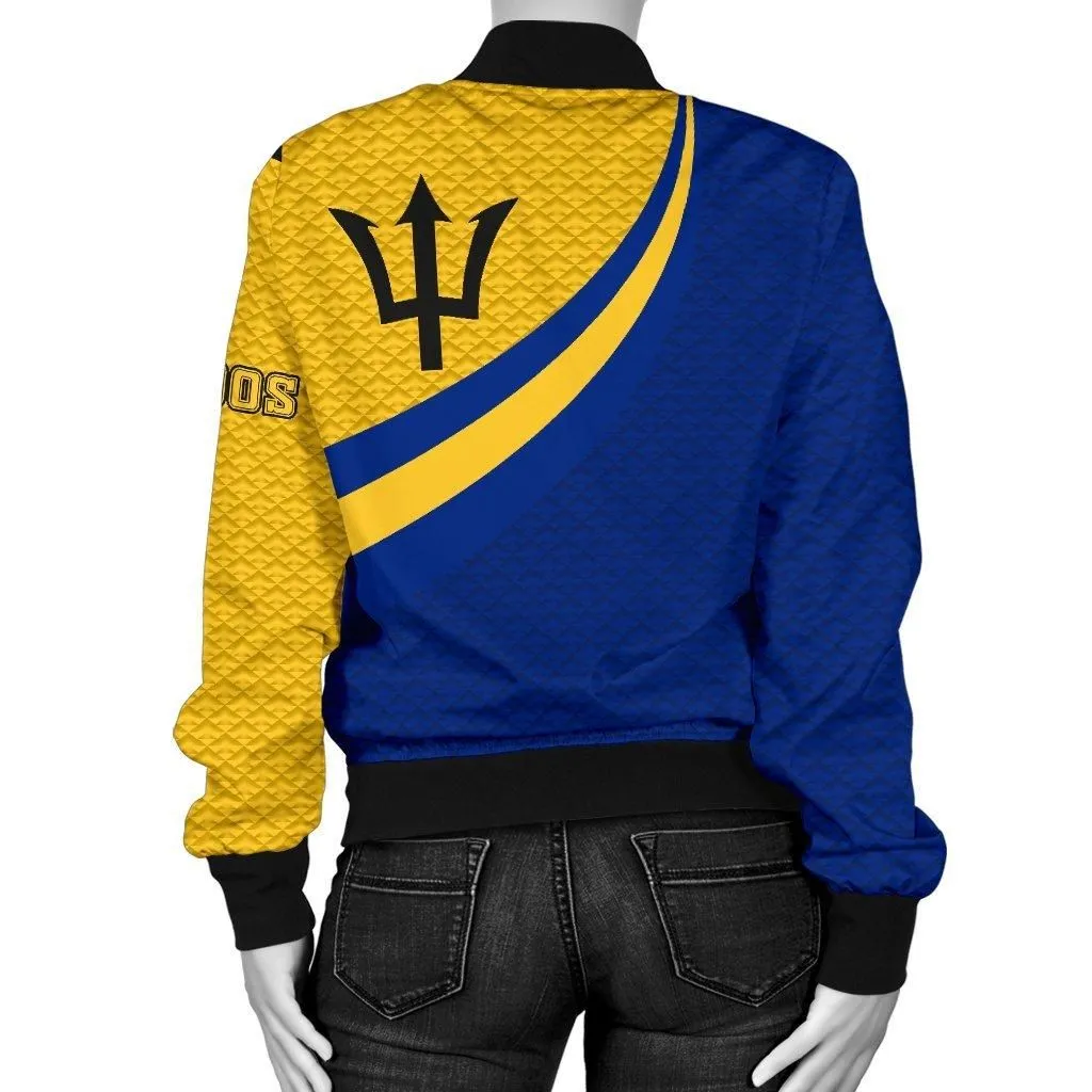 Barbados Womens Bomber Jacket - Barbados Coat Of Arms and  Flag Color