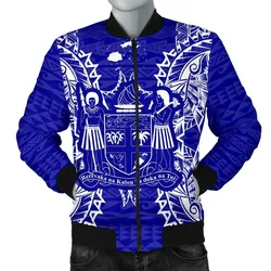 Fiji Polynesian Mens Bomber Jacket Map Blue