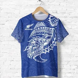New Zealand Shirt, Maori Tattoo T Shirt Polynesian Style - Blue