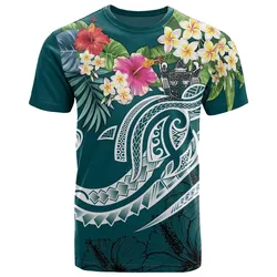 Fiji Polynesian T-Shirt - Summer Plumeria (Turquoise)
