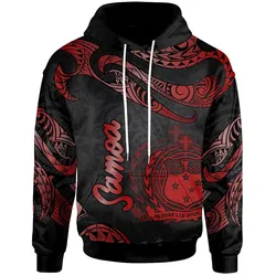 Samoa Polynesian Hoodie - Poly Tattoo Red Version