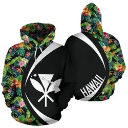 Alohawaii Hoodie - Kanaka Tropical Leaves And Plumeria Hoodie - Circle Style - AH - J1