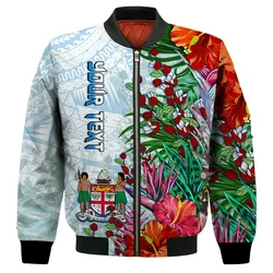 (Custom Personalised) Fiji Bomber Jacket Proud Fijian Tapa mix Tagimoucia Flowers LT13