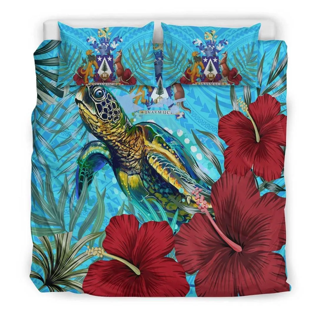 Alohawaii Bedding Set - Norfolk Island Turtle Hibiscus Ocean Bedding Set A95