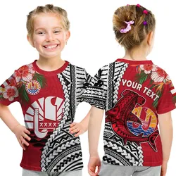 (Custom Personalised) Tahiti Islands T Shirt KID Polynesian Shark Mix Tropical Flowers LT14