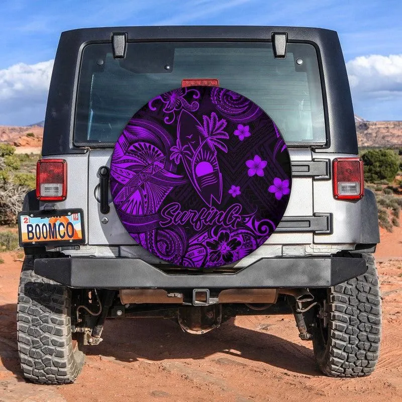 Hawaii Surfing Polynesian Spare Tire Cover Unique Style - Purple LT8