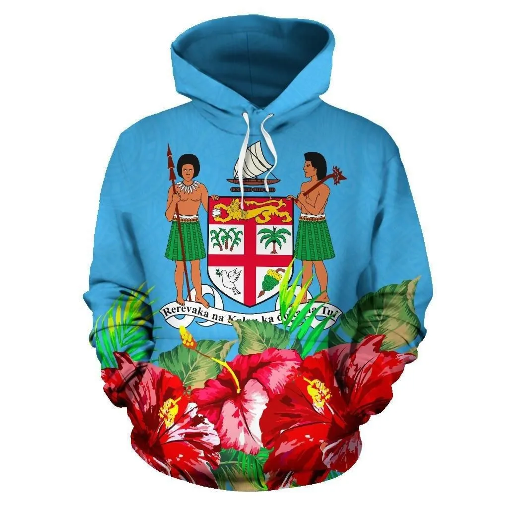 Alohawaii Clothing - Hoodie Fiji Polynesian Flag Hibiscus - BN39