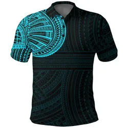 Alohawaii Shirt - Polo Shirt Polynesian Tattoo Style Cyan A27
