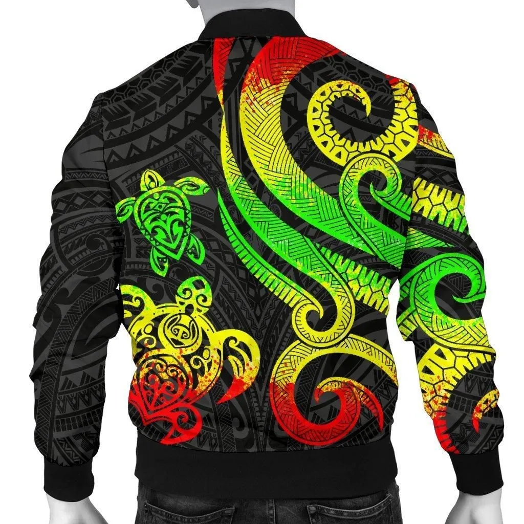 Wallis and Futuna Mens Bomber Jacket - Reggae Tentacle Turtle