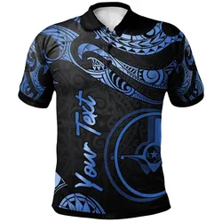 Yap Micronesia Custom Personalised Polo Shirt - Poly Tattoo Blue Version